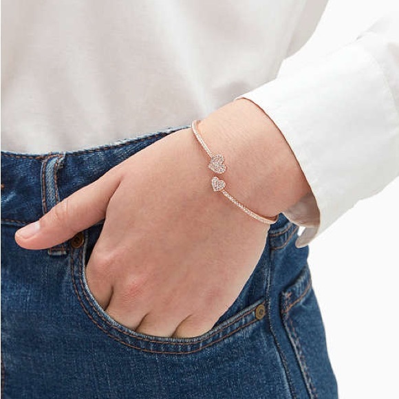 Kate Spade Yours Truly Pave Open Hinge Rose Gold Cuff Bracelet NWT - Picture 6 of 7